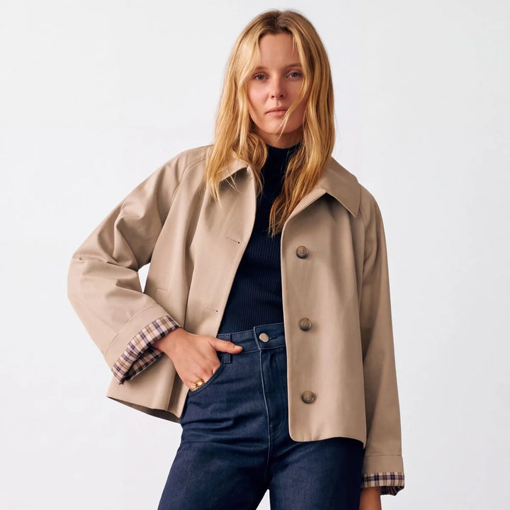 Georgia | Women's Cropped Oversized Collar Trench Coat