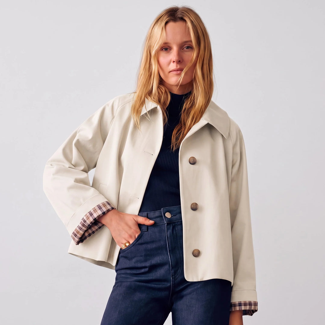Georgia | Women's Cropped Oversized Collar Trench Coat