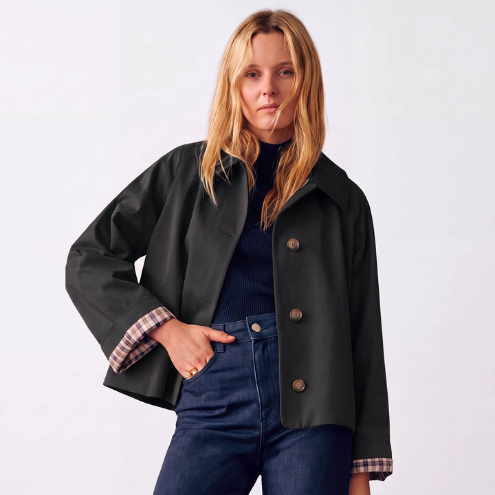 Georgia | Women's Cropped Oversized Collar Trench Coat