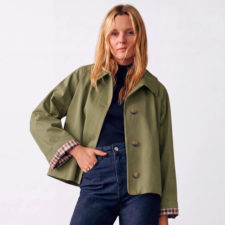 Georgia | Women's Cropped Oversized Collar Trench Coat