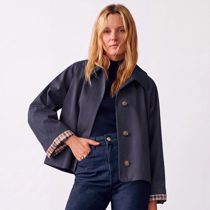 Georgia | Women's Cropped Oversized Collar Trench Coat