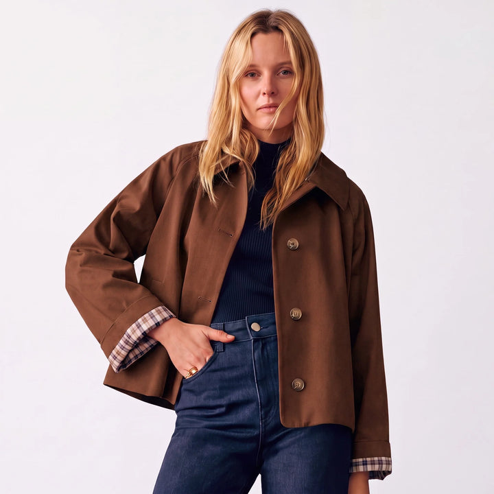 Georgia | Women's Cropped Oversized Collar Trench Coat