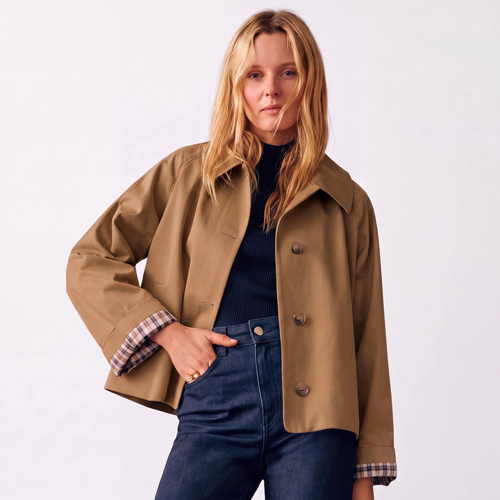 Georgia | Women's Cropped Oversized Collar Trench Coat