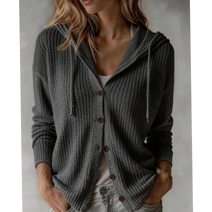 Grace | Women's Hooded Waffle Knit Button Cardigan