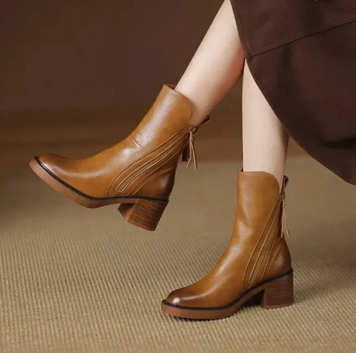 Hannah | Women's Block Heel Ankle Boots with Back Zip
