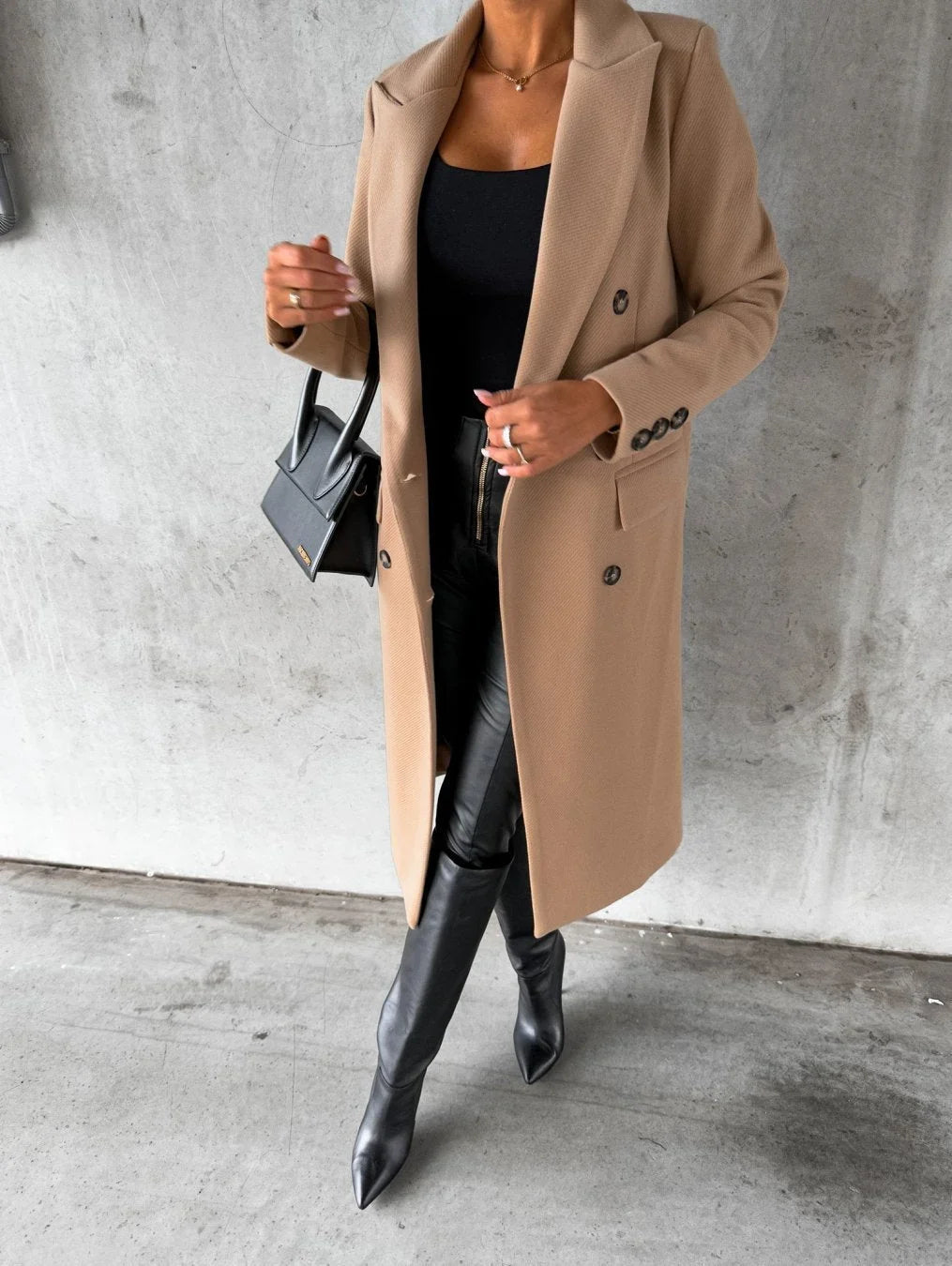 Harper | Women's Double Breasted Peak Lapel Coat