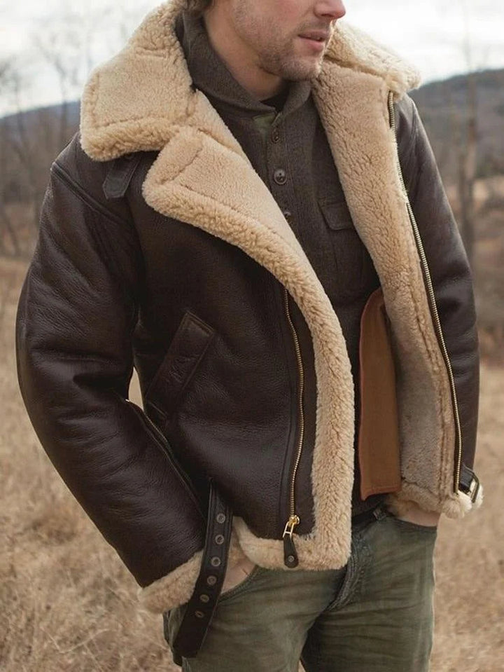 Harry | Men's Faux Leather Sherpa Collar Aviator Jacket