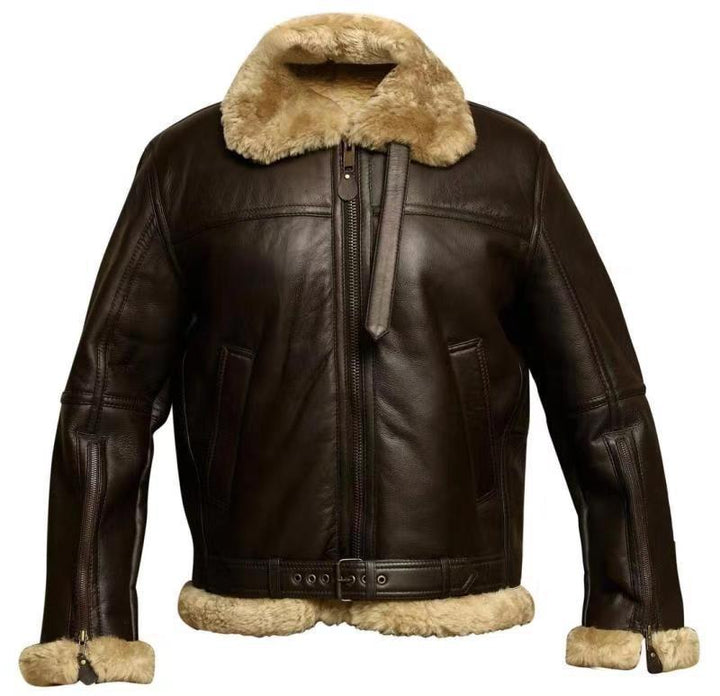 Harry | Men's Faux Leather Sherpa Collar Aviator Jacket