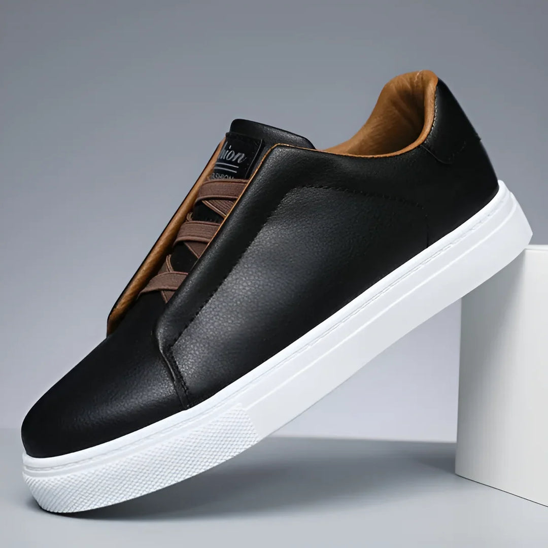 Harvey | Men's Contrast Trim White Trainers