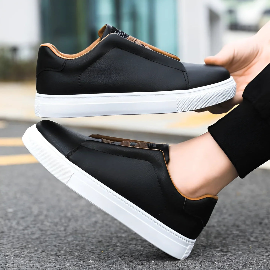 Harvey | Men's Contrast Trim White Trainers