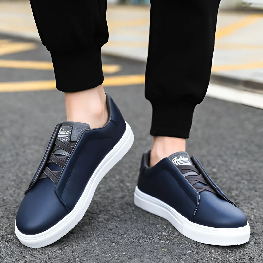 Harvey | Men's Contrast Trim White Trainers