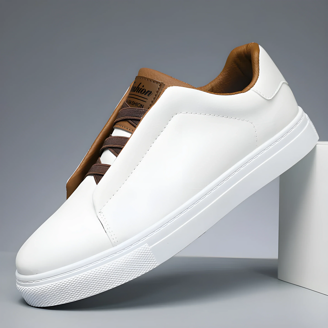 Harvey | Men's Contrast Trim White Trainers