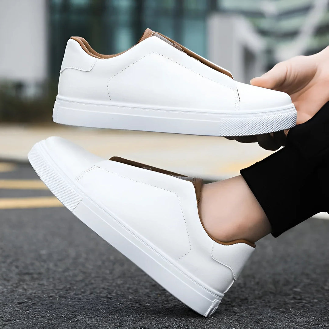Harvey | Men's Contrast Trim White Trainers
