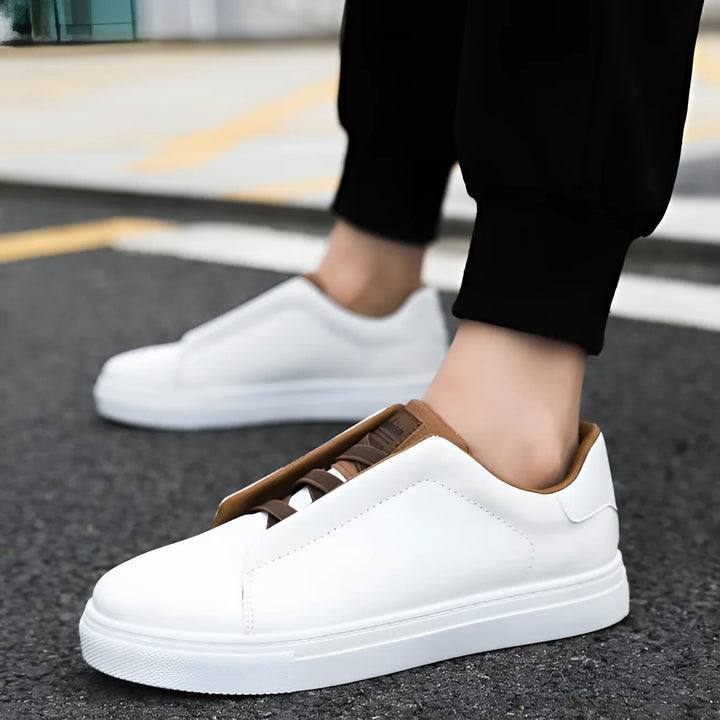 Harvey | Men's Contrast Trim White Trainers