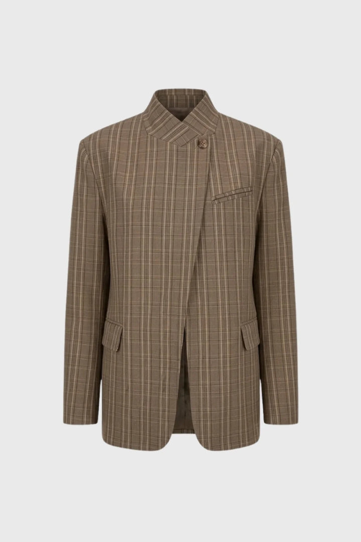 Helen | Women's Checked Wrap Front Blazer Jacket
