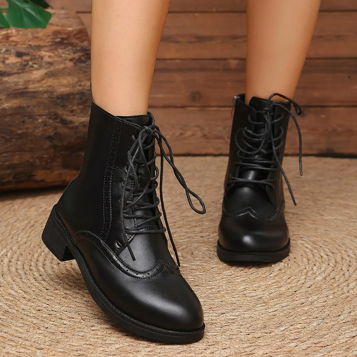 Iris | Women's Up Brogue Boots with Side Zip