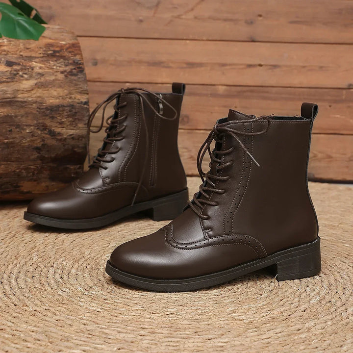 Iris | Women's Up Brogue Boots with Side Zip