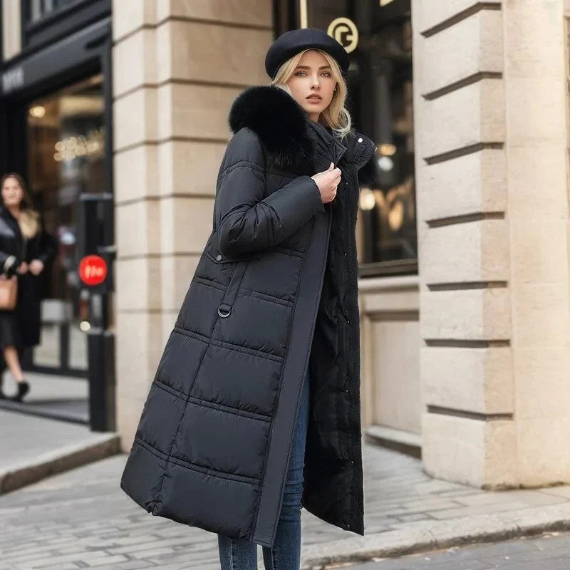 Isla | Women's Faux Fur Hooded Long Puffer Coat