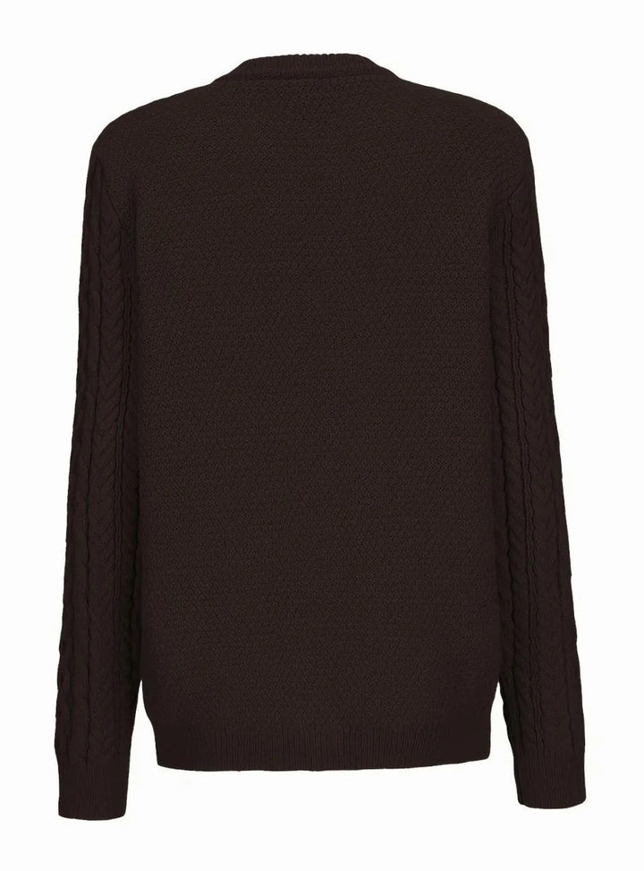 Isolde | Women's Aran Cable Knit Button Front Cardigan