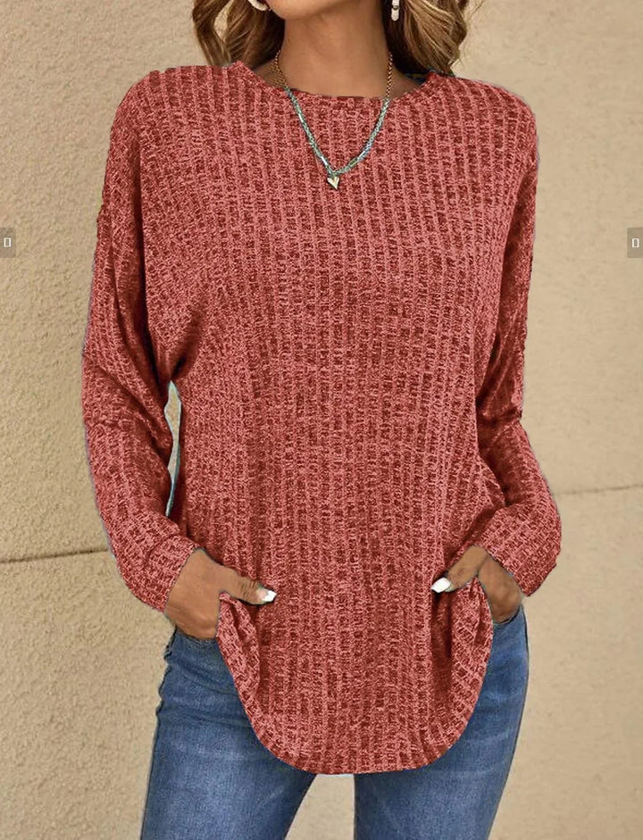 Jacqui | Women's Waffle Knitted Jumper with Crew Neck