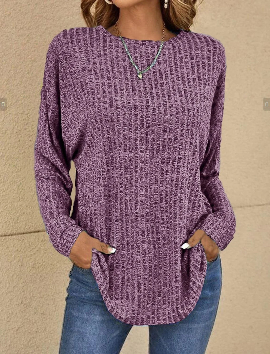 Jacqui | Women's Waffle Knitted Jumper with Crew Neck