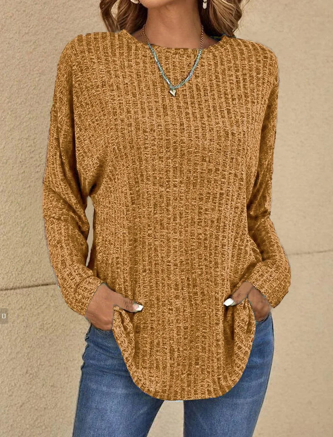 Jacqui | Women's Waffle Knitted Jumper with Crew Neck
