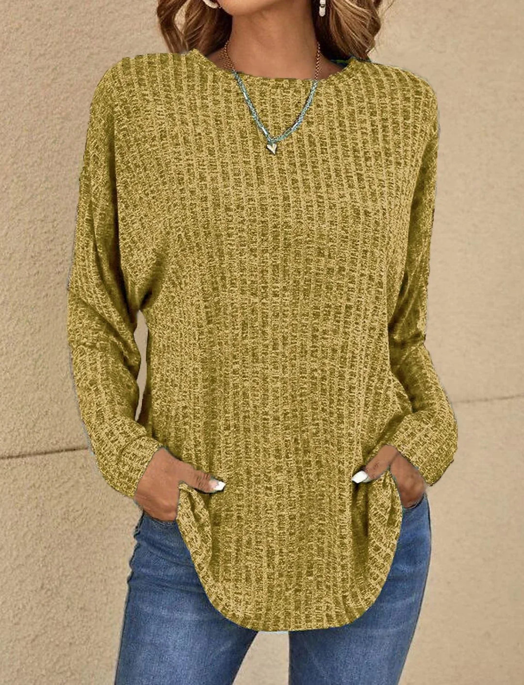 Jacqui | Women's Waffle Knitted Jumper with Crew Neck