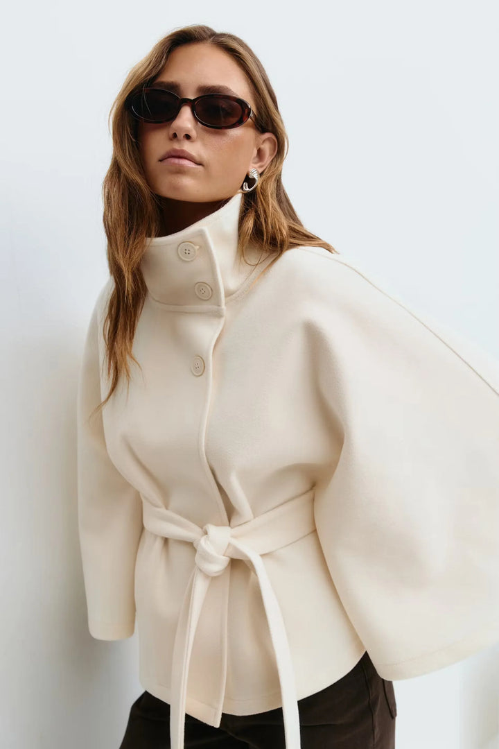 Jane | Women's Short Belted Funnel Neck Coat