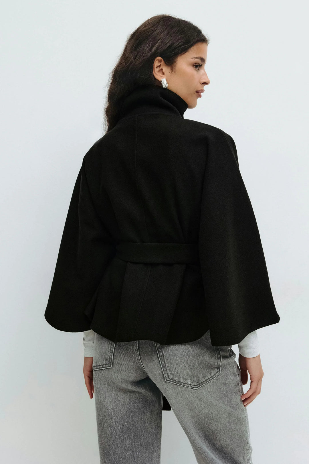 Jane | Women's Short Belted Funnel Neck Coat