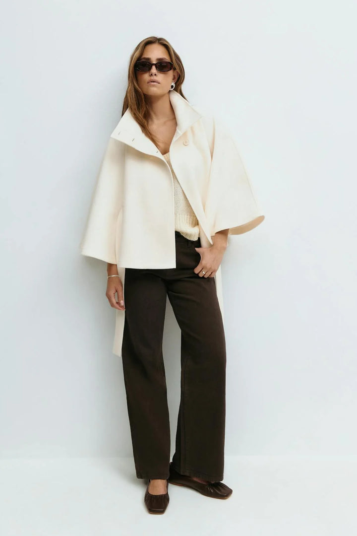Jane | Women's Short Belted Funnel Neck Coat