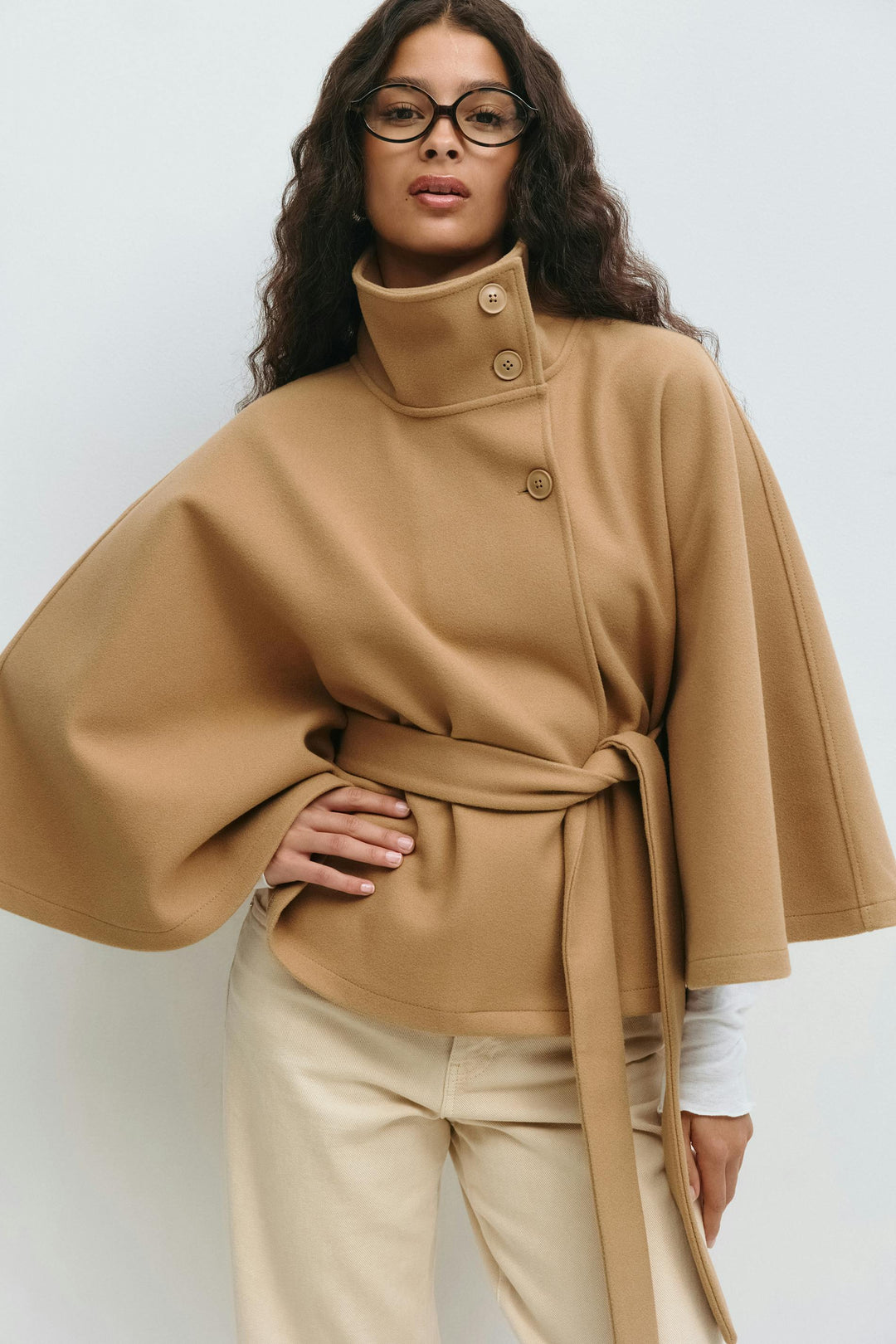 Jane | Women's Short Belted Funnel Neck Coat