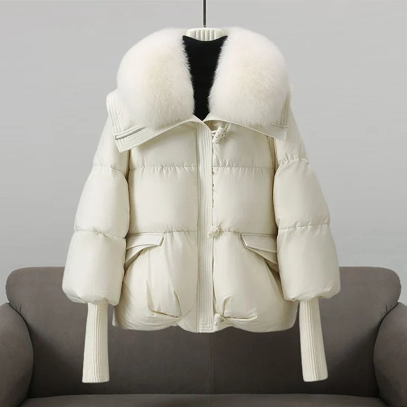 Jenna | Women's Cropped Puffer Jacket with Faux Fur Collar