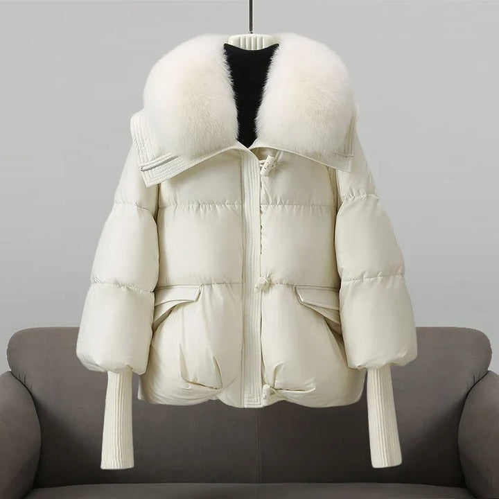 Jenna | Women's Cropped Puffer Jacket with Faux Fur Collar