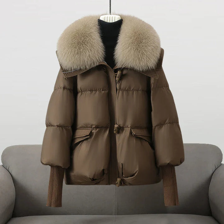 Jenna | Women's Cropped Puffer Jacket with Faux Fur Collar