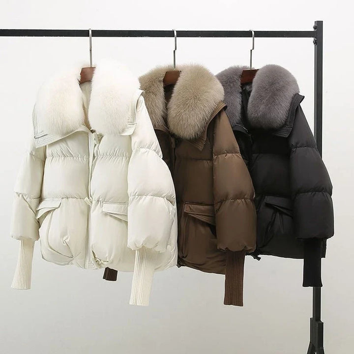 Jenna | Women's Cropped Puffer Jacket with Faux Fur Collar