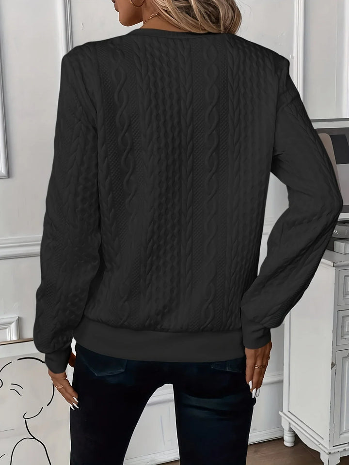 Katie | Women's Cable Knit Texture Zipper Sweatshirt