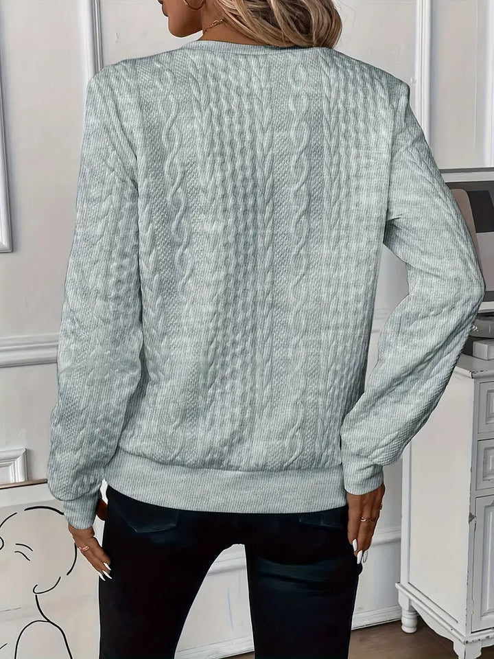 Katie | Women's Cable Knit Texture Zipper Sweatshirt