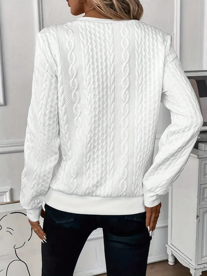 Katie | Women's Cable Knit Texture Zipper Sweatshirt