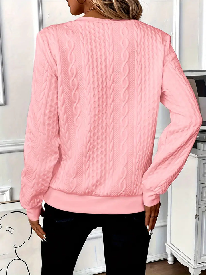 Katie | Women's Cable Knit Texture Zipper Sweatshirt