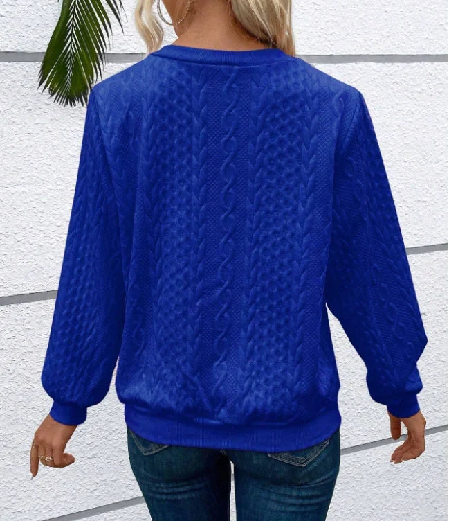 Katie | Women's Cable Knit Texture Zipper Sweatshirt