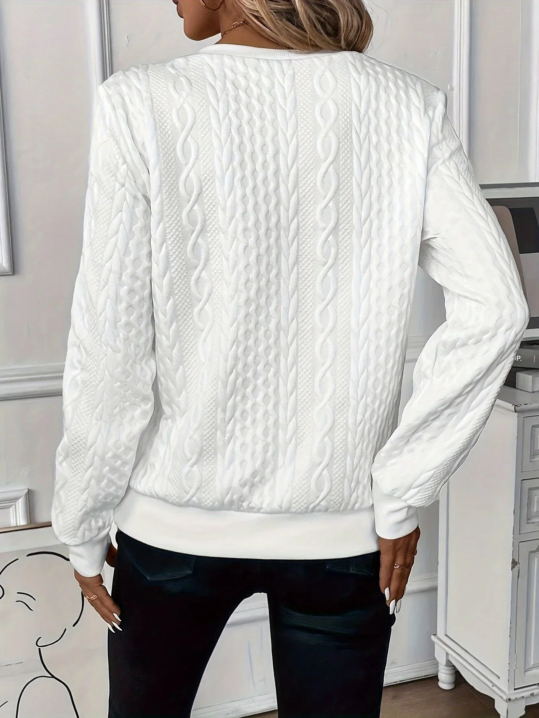 Katie | Women's Cable Knit Texture Zipper Sweatshirt