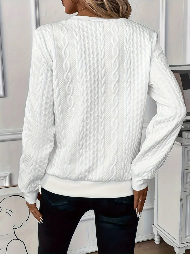 Katie | Women's Cable Knit Texture Zipper Sweatshirt