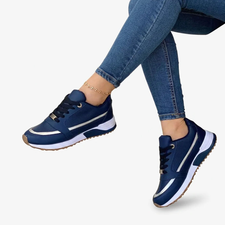 Katie | Women's Wedge Sole Lace Up Trainers