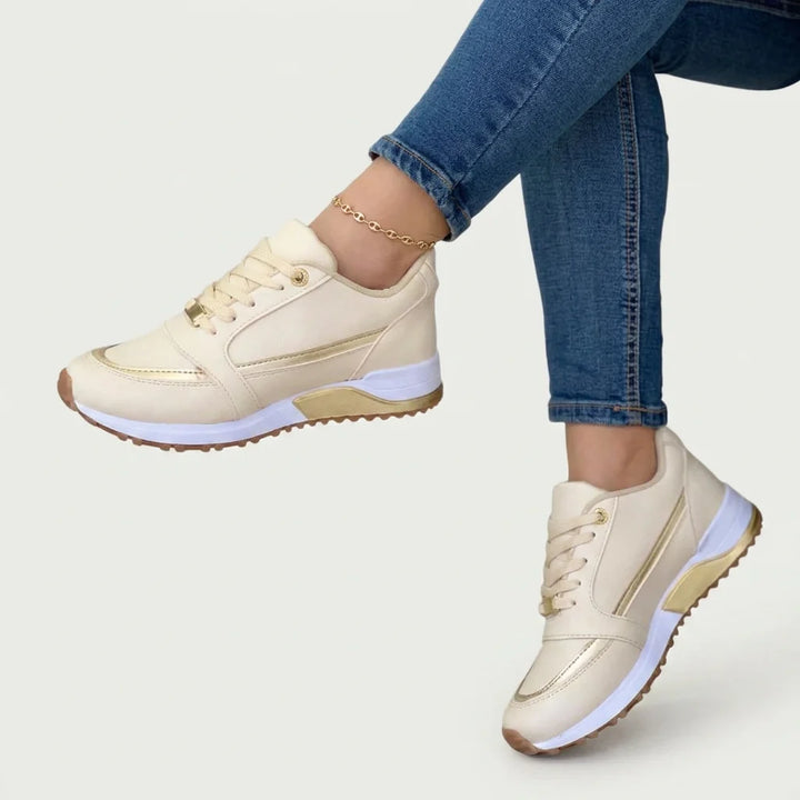 Katie | Women's Wedge Sole Lace Up Trainers