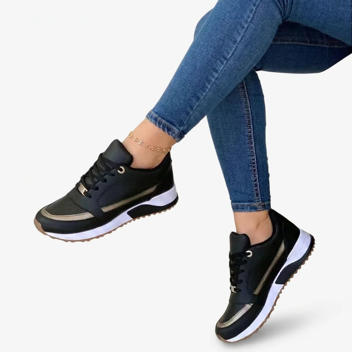 Katie | Women's Wedge Sole Lace Up Trainers