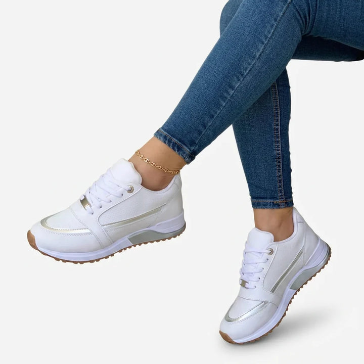 Katie | Women's Wedge Sole Lace Up Trainers