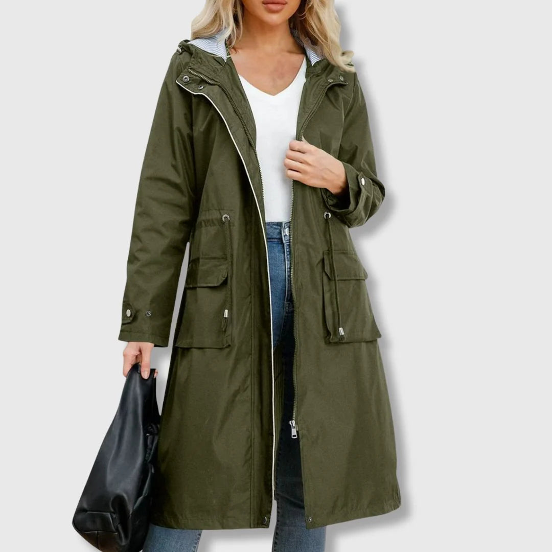 Kerry | Women's Long Hooded Waterproof Pocket Coat