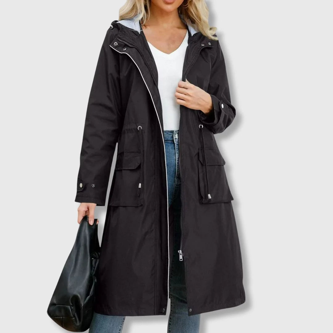 Kerry | Women's Long Hooded Waterproof Pocket Coat