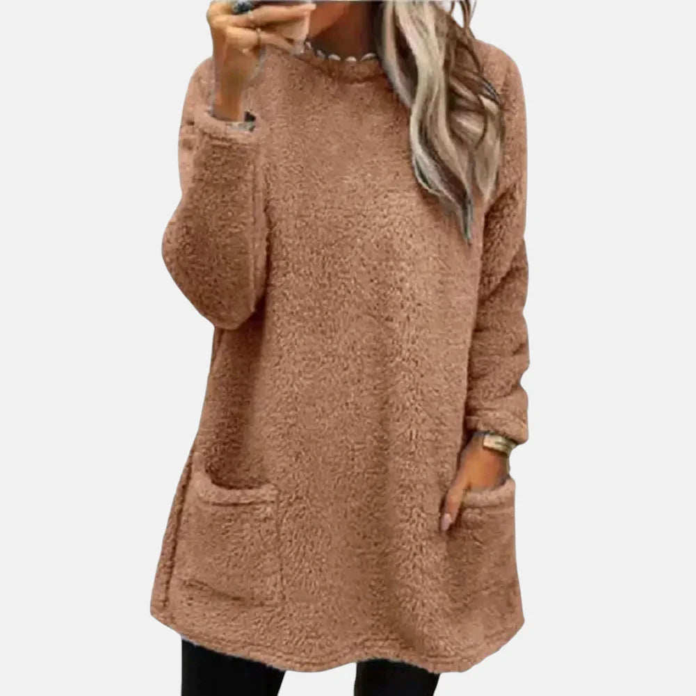 Laura | Women's Longline Front Pocket Fleece Jumper