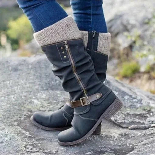 Leah | Women's Knitted Cuff Knee High Boots